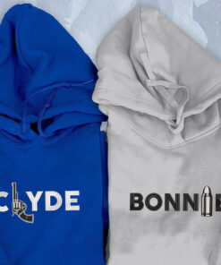Clyde x Bonnie Custom Embroidered Matching Hoodies For Couples, Personalized Couple Sweatshirt, Couple Embroidered Sweatshirt, Valentine's Day Gifts Idea For Him Her